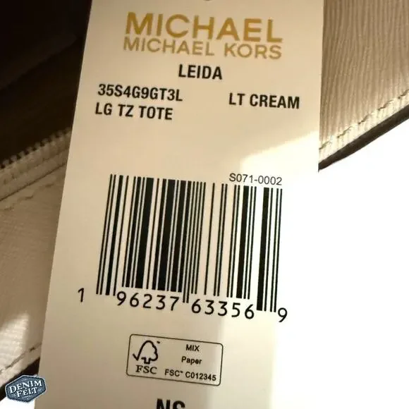 MICHAEL KORS Light Cream Coated Canvas Leida Large Tote Bag/PurseNEW/NWT!!